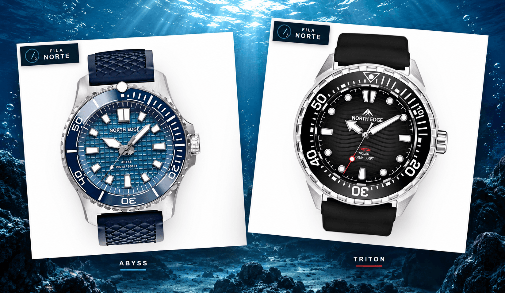 Fila Norte ABYSS and TRITON diving watches underwater